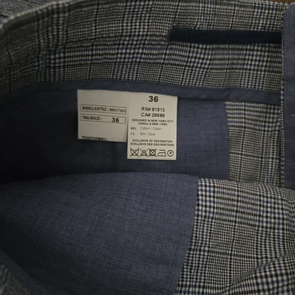 Robert Graham R Collectio Men Waist 36 Plaid Blue And White Made In Italy 112025